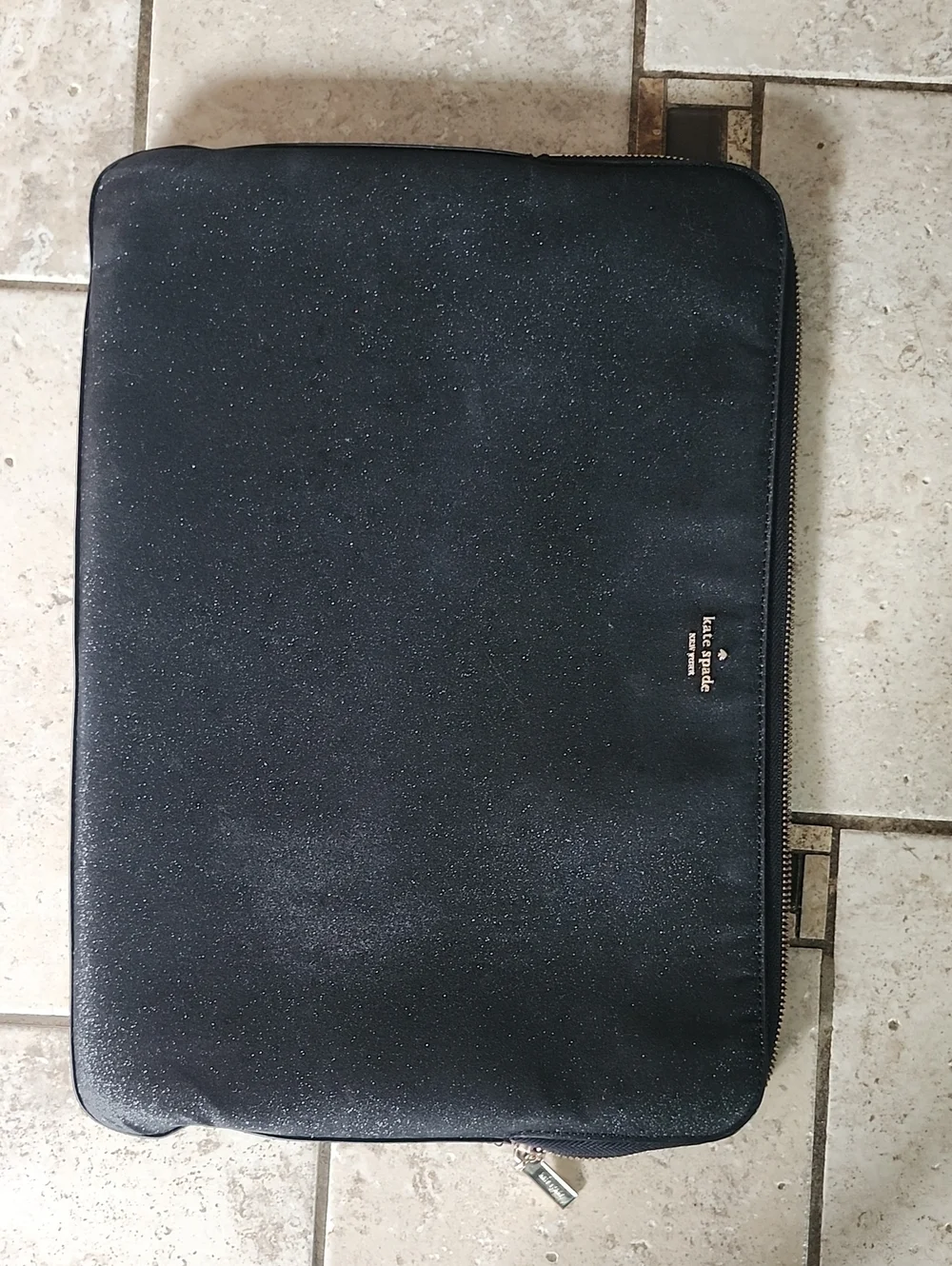 kate spade Black Glitter Saffiano Leather Laptop Sleeve